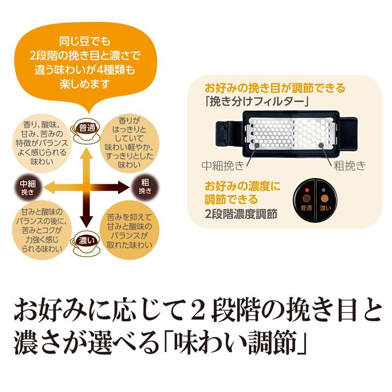 象印 コーヒーメーカー ブラック EC-RT40 (BA) 珈琲通 全自動タイプ ミル一体型 ドリップ方式 4杯用 濃度調節 真空二重構造 浄水カートリッジ付き ZOJIRUSHI｜yp-com｜05