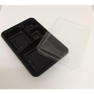 使い捨て 弁当容器　LC-609黒 (透明かぶせ蓋付) 50枚 使い捨て容器 持ち帰り容器 お弁当容器 惣菜パック テイクアウト お弁当パック 業務用 | 福助工業 | 01