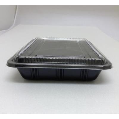 使い捨て 弁当容器　LC-609黒 (透明かぶせ蓋付) 50枚 使い捨て容器 持ち帰り容器 お弁当容器 惣菜パック テイクアウト お弁当パック 業務用 | 福助工業 | 02