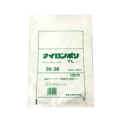 ナイロンポリ　TLタイプ　26-38　260×380mm　100枚　真空袋　真空パック ボイル 冷凍 こんにゃく、米、漬物、水産加工品、冷凍食品、氷、煮豆、惣菜など | 福助工業