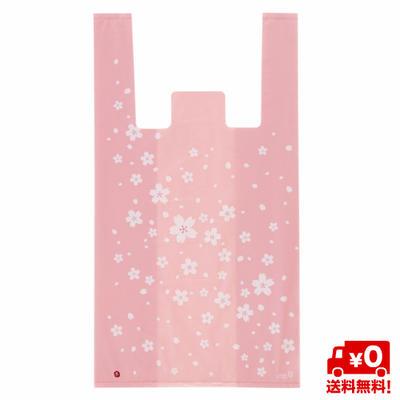 さくらレジバッグ M SKR-M 100枚 レジ袋 柄袋 かわいい ラッピング プレゼント ビニール袋 手提げ袋 | 