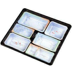 会席膳Ｔ-117Ｂ蓋木目セット (20枚)弁当容器[アヅミ産業]  使い捨て容器 弁当容器 会席膳 幕の内弁当 | 