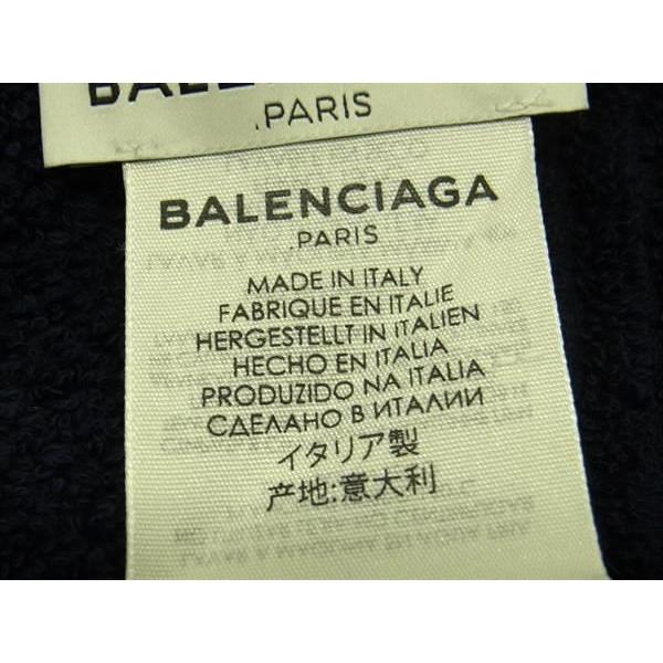 ■極美品■ BALENCIAGA バレンシアガ コットン100% フリンジ ビーチタオル バスタオル ブランケット ネイビー系 AQ6850 BALENCIAGA（バレンシアガ） □極美品□ コットン100% フリンジ ビーチ