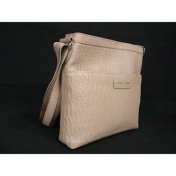■新品■未使用■ HUNTING WORLD ハンティングワールド レザー 総柄 クロスボディ ショルダーバッグ ピンク系 AT4800 Hunting World（ハンティング・ワールド） □新品□未使用□ レザー 総