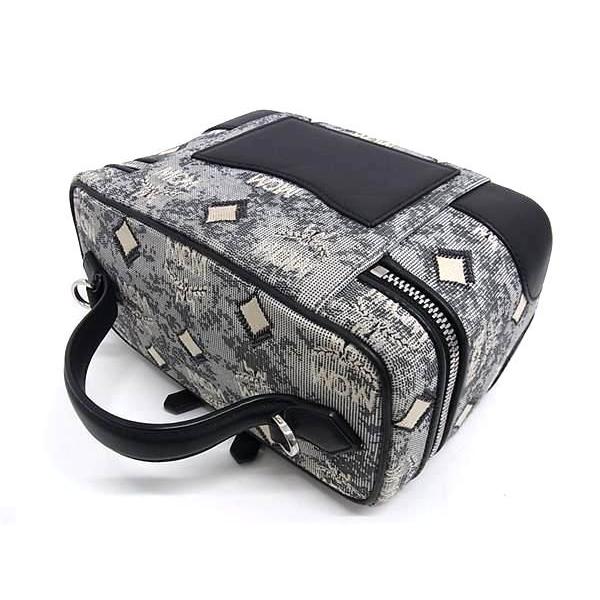 ■極美品■ MCM エムシーエム モノグラムヴィセトス柄 キャンバス×レザー 2WAY ハンドバッグ ショルダー グレー系×ブラック系 AV0975 □極美品□ MCM エムシーエム モノグラムヴィセトス柄 キャンバス
