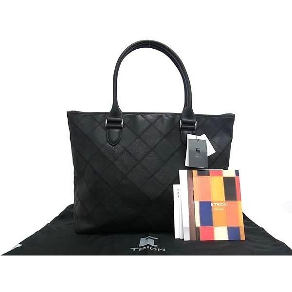 ■新品同様■ TRION トライオン DPC268 レザー トートバッグ ショルダー メンズ レディース ブラック系 AV7547 □新品同様□ TRION トライオン DPC268 レザー トートバッグ