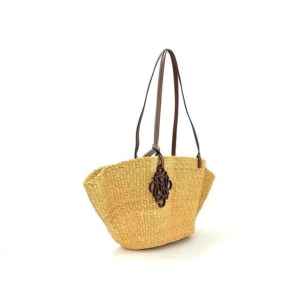 LOEWE かごバッグ　ストロー　レザー 袋付き　ロエベ LOEWE □新品□未使用□ ロエベ アナグラム シェル ストロー