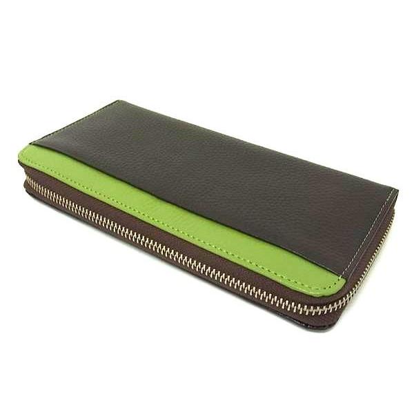 ■新品■未使用■ PRARE プレリー レザー ラウンドファスナー 長財布 ウォレット ブラウン系×グリーン系 AY5160 □新品□未使用□ PRARE プレリー レザー ラウンドファスナー 長財布