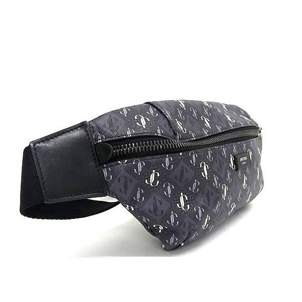 ■新品同様■ JIMMY CHOO ジミーチュウ JCロゴ PVC 総柄 ウェストバッグ クロスボディ 斜め掛け ダークグレー系 AZ7928 JIMMY CHOO（ジミーチュウ） □新品同様□ JCロゴ PVC 総柄 ウェスト