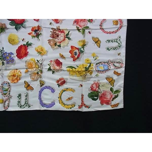 GUCCI □極美品□ グッチ シルク100% フラワー 花柄 昆虫 大判  