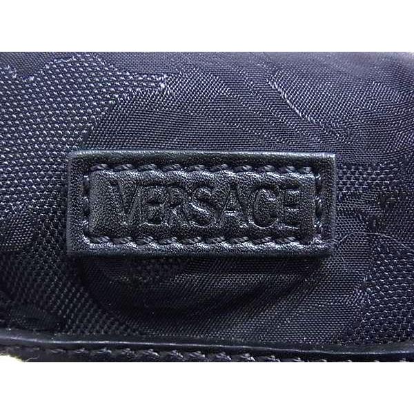 【未使用品】ヴェルサーチ ラ・グレカ 大型 ベルトポーチ ブラック VERSACE □極美品□ ヴェルサーチ グレカ ナイロン クロスボディ