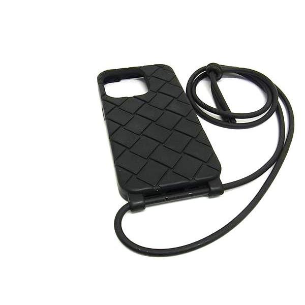 ■美品■ BOTTEGA VENETA ボッテガヴェネタ イントレチャート ラバー iPhone 14 Pro 対応 アイフォンケース ブラック系 BL4759 | BOTTEGA VENETA