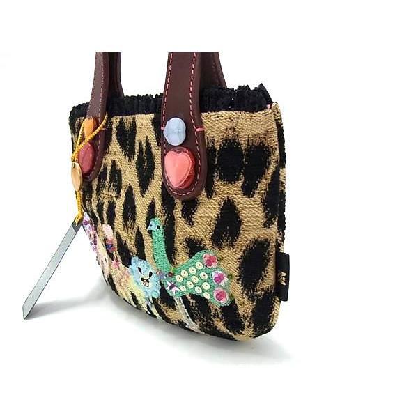 ■新品同様■ Think Bee! シンクビー！ スマイルライオン キャンバス レオパード ハンドバッグ ミニバッグ ブラウン系 BL6733 |  | 02