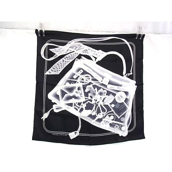 ■新品■未使用■ HERMES エルメス PLEASE CHECK IN【プリーズチェックイン】 カレ70 シルク100% スカーフ ブラック系 BL8518 | HERMES | 01