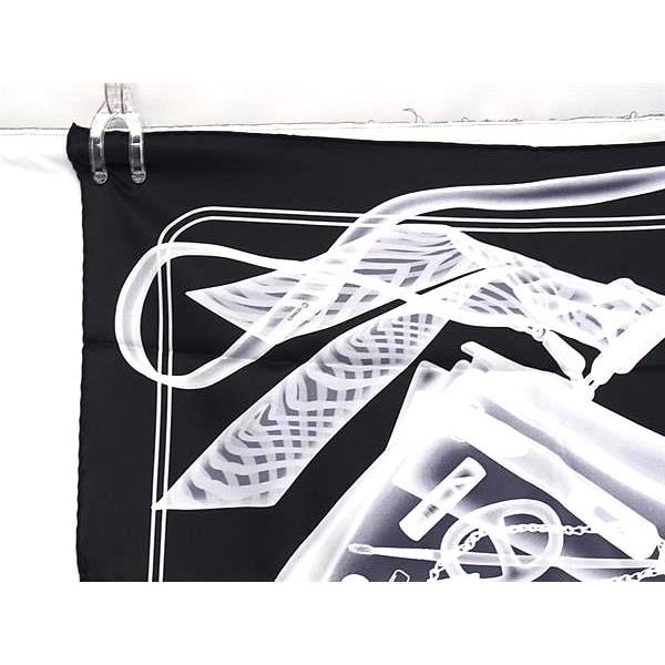 ■新品■未使用■ HERMES エルメス PLEASE CHECK IN【プリーズチェックイン】 カレ70 シルク100% スカーフ ブラック系 BL8518 | HERMES | 02