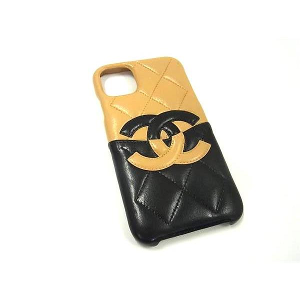 ■美品■ CHANEL シャネル ココマーク マトラッセ レザー iPhone 11対応 アイフォンケース スマホケース ベージュ系 BM2744 | CHANEL