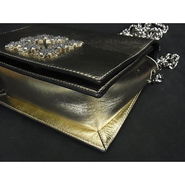 ■極美品■ Stuart Weitzman スチュアート ワイツマン レザー ラインストーン クロスボディ ショルダーバッグ ゴールド系 BP1086 □極美品□ Stuart Weitzman スチュアート ワイツマン レザー ライン