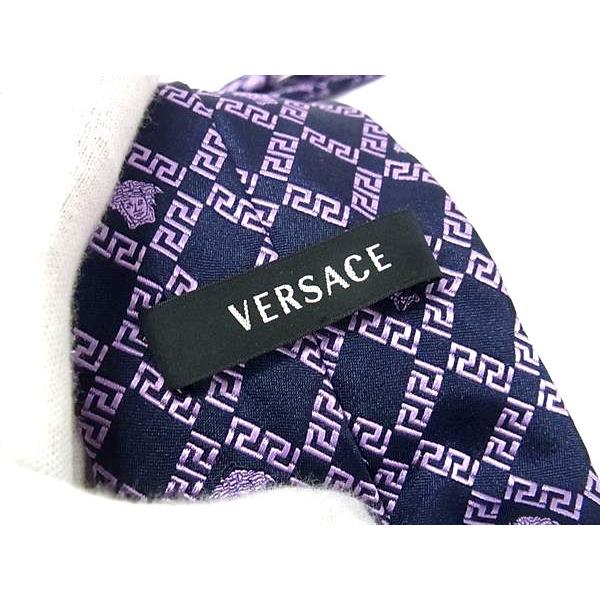 ■新品■未使用■ VERSACE ヴェルサーチ メデューサ シルク100% ネクタイ ビジネス 紳士 メンズ パープル系×ネイビー系 BP5533 □新品□未使用□ VERSACE ヴェルサーチ メデューサ シルク100