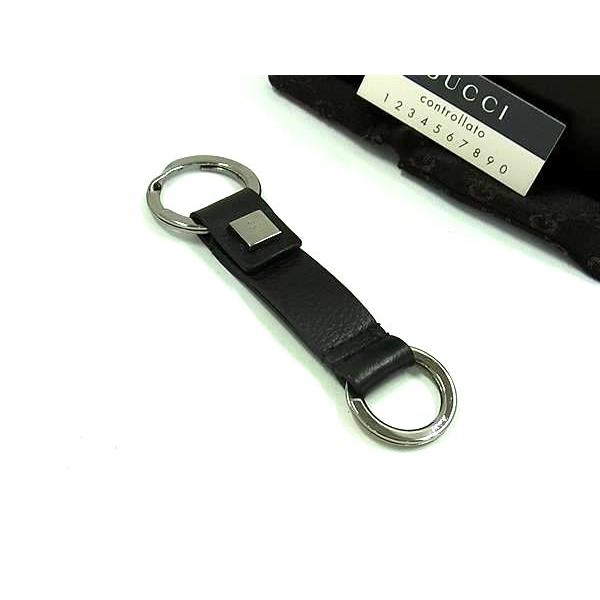 ■新品同様■ GUCCI グッチ レザー キーリング キーホルダー バッグチャーム キーチャーム レディース メンズ ブラック系 BP5636 | GUCCI