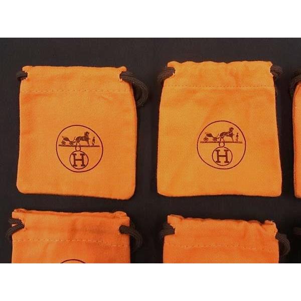 ■新品同様〜■ HERMES エルメス  保存袋 巾着 W 約9cm H 約9cm アクセサリー用 等 6点セット まとめ売り オレンジ系 DB2300 | HERMES | 01