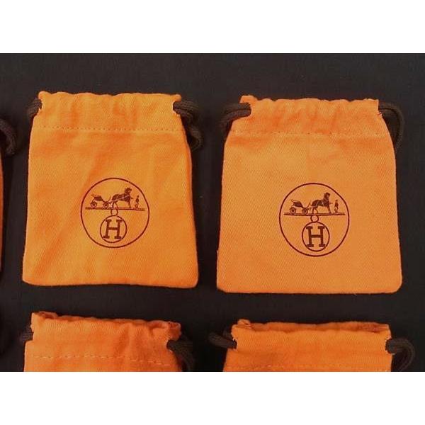 ■新品同様〜■ HERMES エルメス  保存袋 巾着 W 約9cm H 約9cm アクセサリー用 等 6点セット まとめ売り オレンジ系 DB2300 | HERMES | 02
