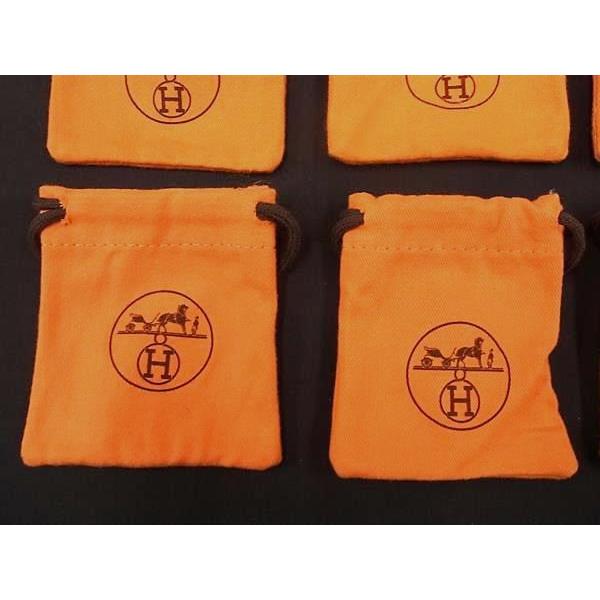■新品同様〜■ HERMES エルメス  保存袋 巾着 W 約9cm H 約9cm アクセサリー用 等 6点セット まとめ売り オレンジ系 DB2300 | HERMES | 03