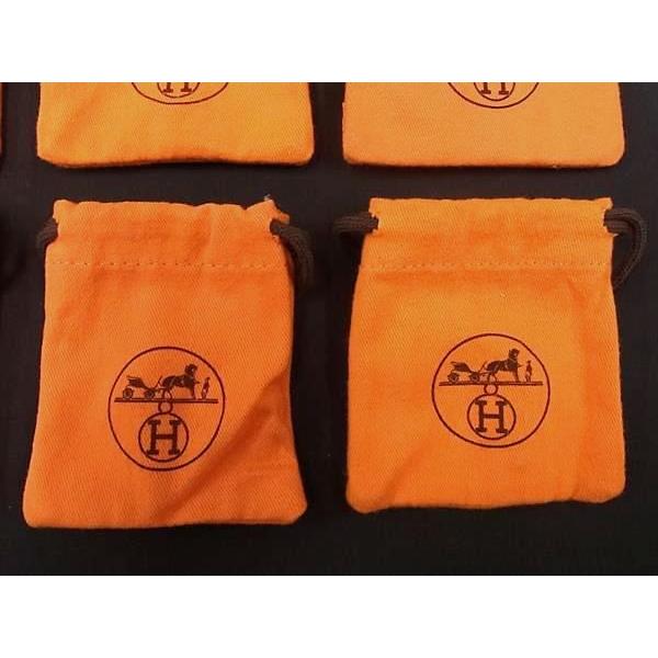 ■新品同様〜■ HERMES エルメス  保存袋 巾着 W 約9cm H 約9cm アクセサリー用 等 6点セット まとめ売り オレンジ系 DB2300 | HERMES | 04