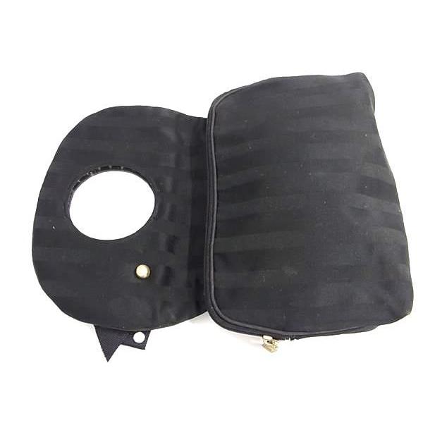 ChristianDior クリスチャンディオール ナイロンキャンバス ミラー付き ストライプ メイクポーチ マルチケース ブラック系 DF8082 | Christian Dior | 02