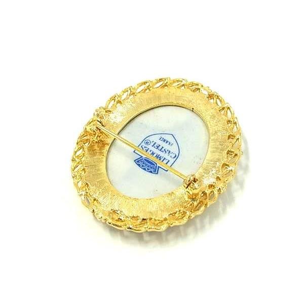 ■美品■ LIMOGES CASTEL リモージュキャッスル ピンブローチ ピンバッジ アクセサリー レディース ゴールド系×ネイビー系 DF8104 |  | 01