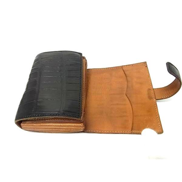 Felisi フェリージ クロコダイル型押しレザー 二つ折り 財布 ウォレット 小銭入れ カード入れ メンズ レディース ブラック系 DH0508 | Felisi | 02