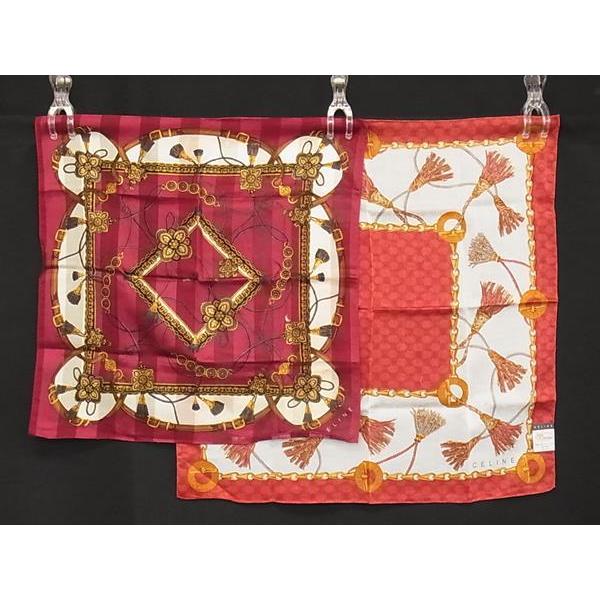 ■新品同様〜■ CELINE セリーヌ  総柄 ハンカチ ハンカチーフ 2点セット まとめ売り DH0820 | CELINE