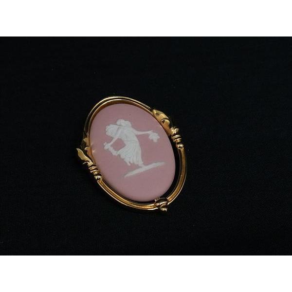 ■極美品■ WEDGWOOD ウェッジウッド ジャスパー カメオ ピンブローチ ピンバッジ アクセサリー レディース ピンク系×ゴールド系 DH8979 | WEDGWOOD