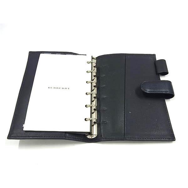 BURBERRY バーバリー キャンバス×レザー チェック柄 6穴式 手帳