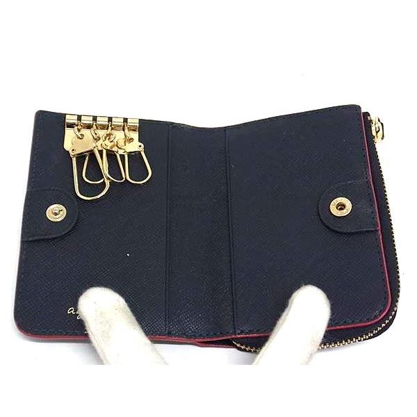 186 アニエスべー agnes b キーケース 4連 小銭入れ レザー 箱付き agnes b. □美品□ アニエスベー レザー コインケース付き 4連