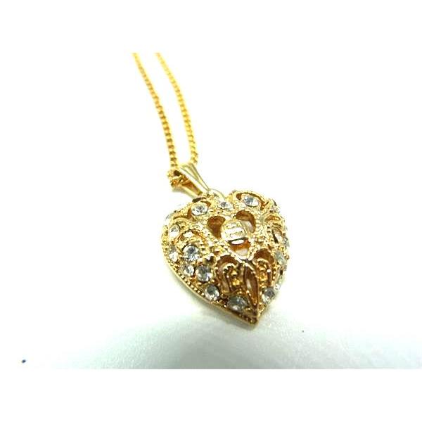 ジバンシー　ネックレス　ラインストーン　ロゴ　ハート　ゴールド ジバンシー ハート ラインストーン ネックレス ゴールド メッキ