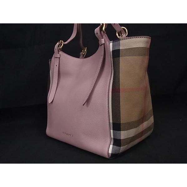■極美品■ BURBERRY バーバリー ノバチェック レザー×キャンバス ハンドバッグ ショルダーバッグ レディース ピンク系 FA3782 | BURBERRY | 02