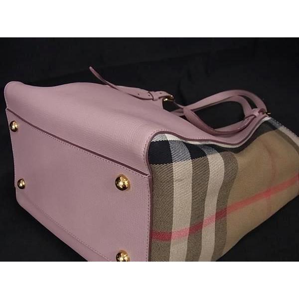 ■極美品■ BURBERRY バーバリー ノバチェック レザー×キャンバス ハンドバッグ ショルダーバッグ レディース ピンク系 FA3782 | BURBERRY | 06