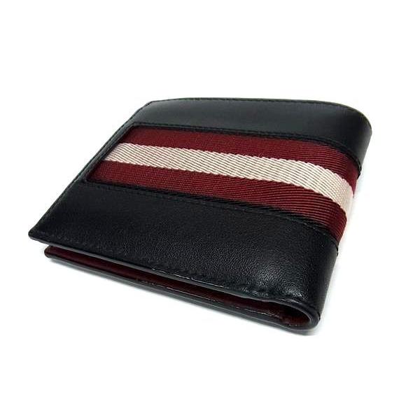 ■新品同様■ BALLY バリー  レッドライン レザー 二つ折り 財布 ウォレット 札入れ 小銭入れ メンズ ブラック系×レッド系 FC0025 Bally □新品同様□ BALLY バリー レッドライン レザー 二つ折り 財布