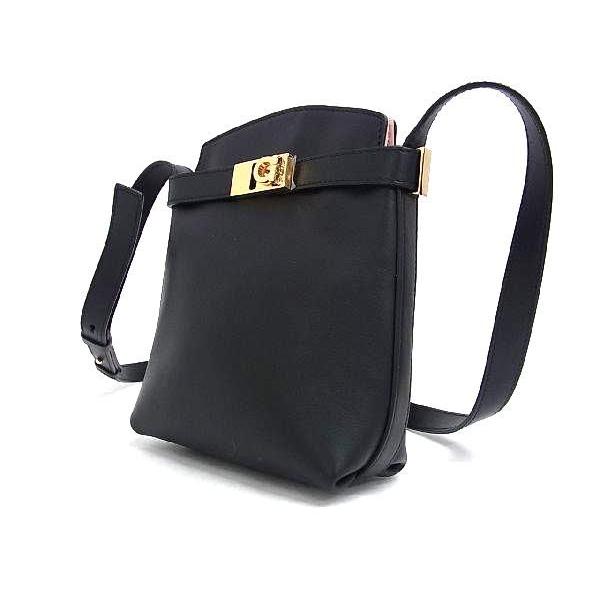 ■新品同様■ Ferragamo フェラガモ ガンチーニ レザー 2WAY ハンドバッグ ショルダー レディース ブラック系 FC0162 | FERRAGAMO | 02