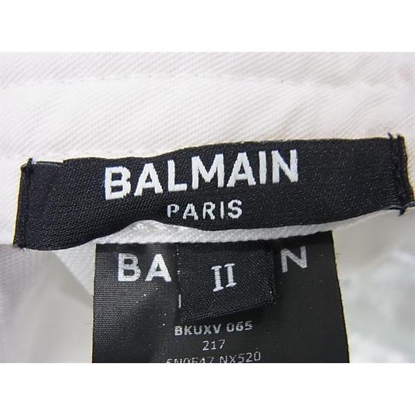 ■新品同様■ BALMAIN バルマン コットン50%×ポリエステル50% ベースボールキャップ 帽子 表記サイズII シルバー系 FE3141 BALMAIN（バルマン） □新品同様□ コットン50%×ポリエステル50