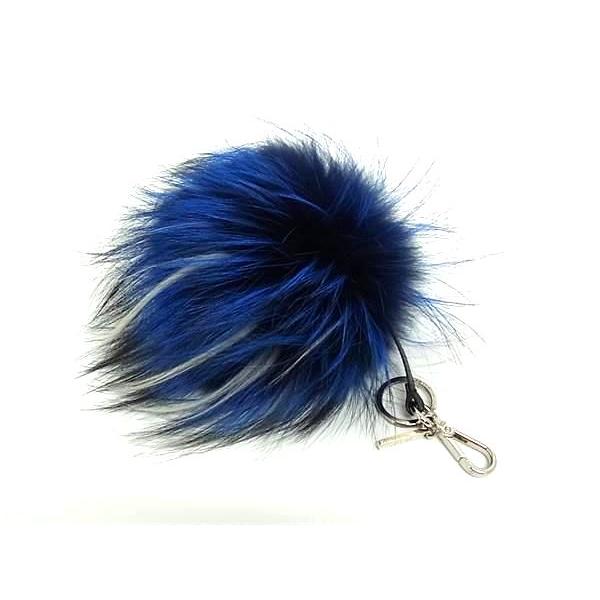 FENDI - ■新品同様■ FENDI フェンディ バッグバグズ モンスター ファー×レザー チャーム キーホルダー ブルー系×ブラック系 FE4872 FENDI □新品同様□ フェンディ バッグバグズ モンスター ファー