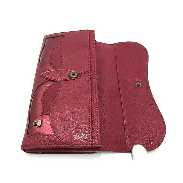 ■新品■未使用■ ANNASUI アナスイ レザー バタフライ がま口 二つ折り 長財布 ウォレット 小銭入れ 札入れ レッド系 FF2110 □新品□未使用□ ANNASUI アナスイ レザー バタフライ がま口 二
