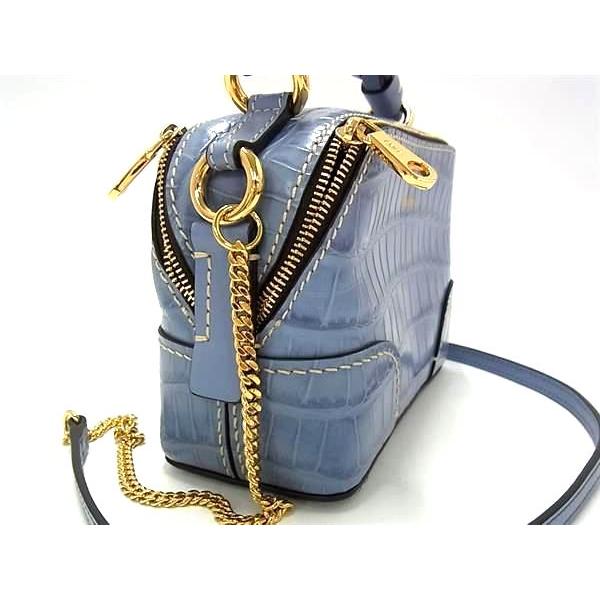 ■新品■未使用■ Chloe クロエ ダリア ミニ レザークロコダイル型押しレザー 2WAY ハンドバッグ ショルダー ブルーグレー系 FF8508 | Chloe | 01