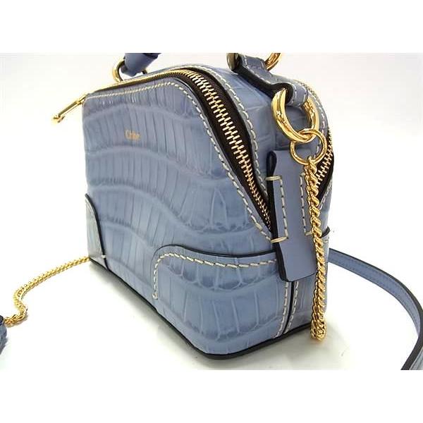 ■新品■未使用■ Chloe クロエ ダリア ミニ レザークロコダイル型押しレザー 2WAY ハンドバッグ ショルダー ブルーグレー系 FF8508 | Chloe | 02