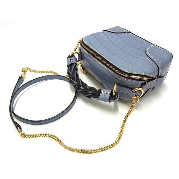 ■新品■未使用■ Chloe クロエ ダリア ミニ レザークロコダイル型押しレザー 2WAY ハンドバッグ ショルダー ブルーグレー系 FF8508 | Chloe | 04