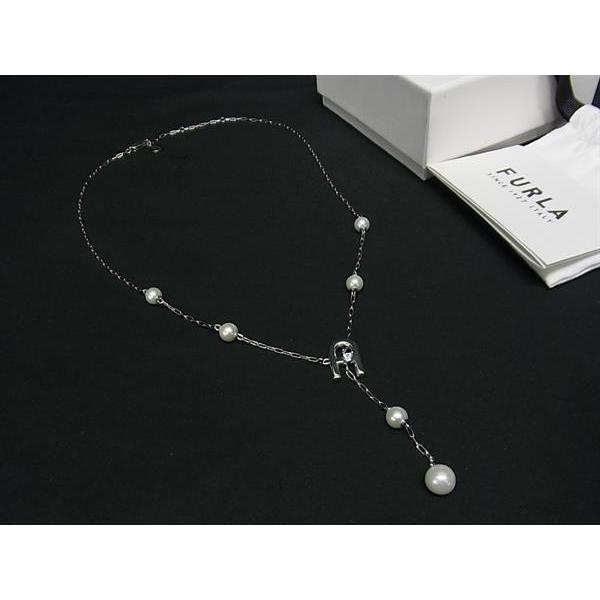 ■極美品■ FURLA フルラ アーチ パール ラインストーン ネックレス アクセサリー レディース シルバー系 FG4735 FURLA（フルラ） □極美品□ アーチ パール ラインストーン ネックレス