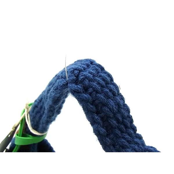 ■極美品■ MARNI マルニ マーケット ニット チェック柄 ハンドバッグ レディース ネイビー系×ブラウン系 FM0762 | MARNI | 03