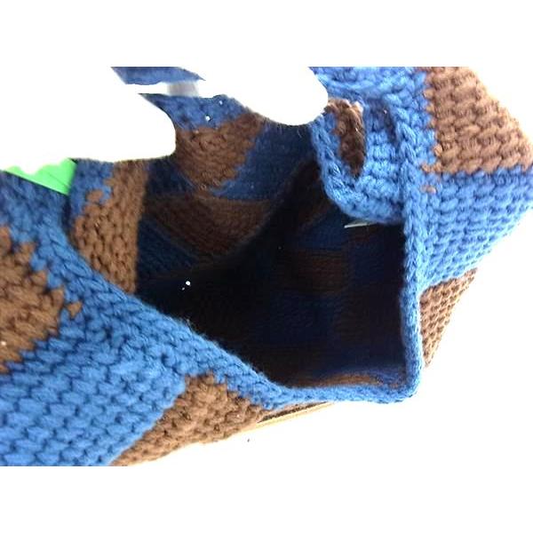 ■極美品■ MARNI マルニ マーケット ニット チェック柄 ハンドバッグ レディース ネイビー系×ブラウン系 FM0762 | MARNI | 06