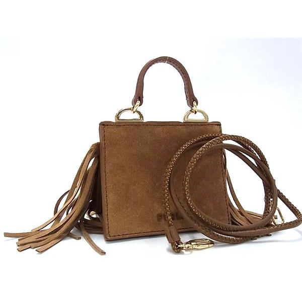 ■新品■未使用■ FURLA フルラ リネア フトゥーラ スエード×レザー フリンジ ミニショルダーバッグ クロスボディ ブラウン系 FM3723 FURLA（フルラ） □新品□未使用□ リネア フトゥーラ スエード×レザー