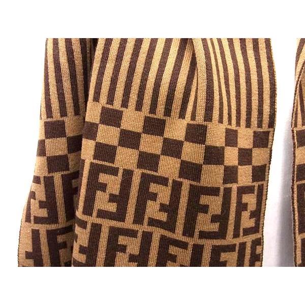 FENDI　フェンディ　ズッカ　マフラー　ブラウン フェンディ FENDI マフラー ストール ズッカ ブラウン ウール